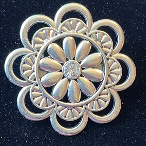 Grace Adele Marguerite Flower Clip On Rhinestone 2" Brooch
